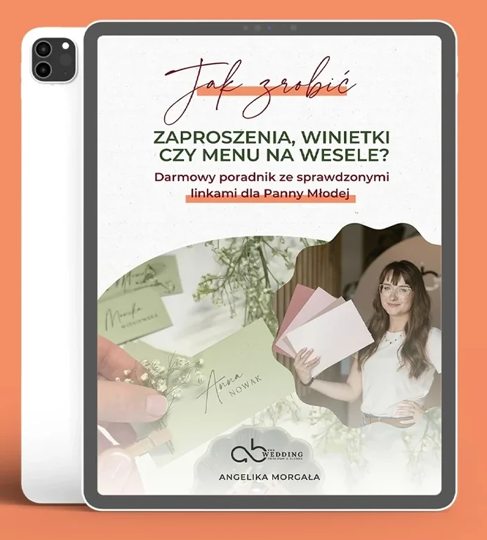 Okładka e-booka o zaproszeniach, winietkach i menu weselnym