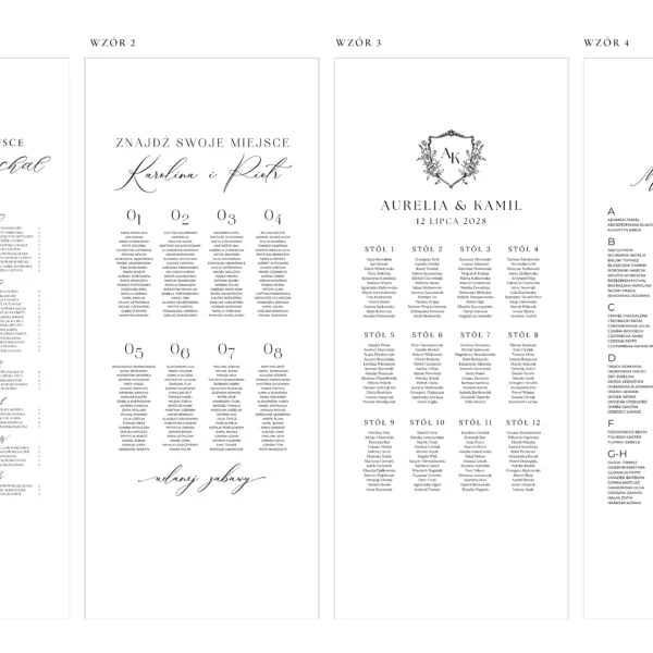 wzornik planów stołów na materiale