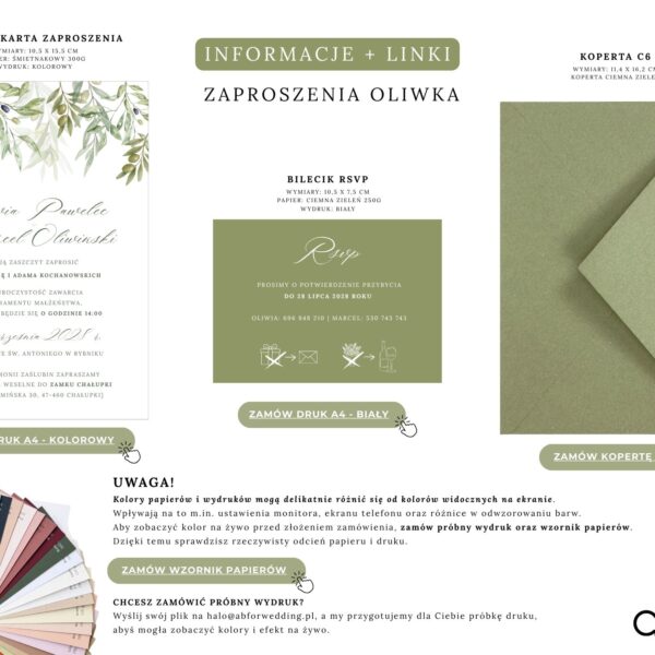 Szablon Canva DIY – Zaproszenia ślubne Oliwka - obrazek 5