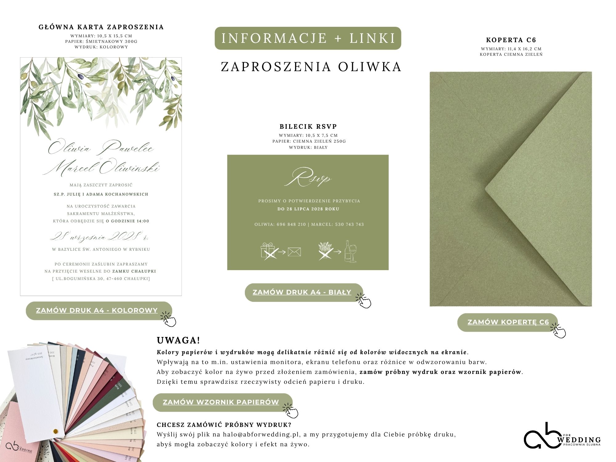 Szablon Canva DIY – Zaproszenia ślubne Oliwka - obrazek 5