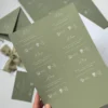 Jak wydrukować biały tekst? Bileciki RSVP przygotowane do druku na zielonym papierze