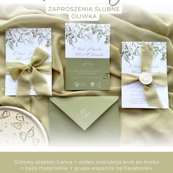 Alternative view of Szablon Canva DIY – Zaproszenia ślubne Oliwka